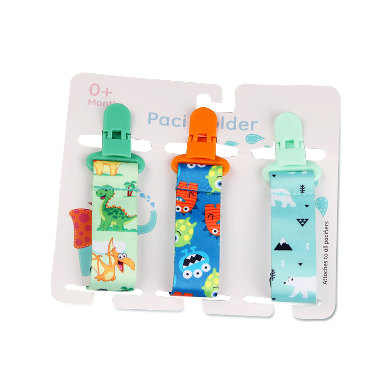 Pacifier clips with cartoon motifs - 3-pack