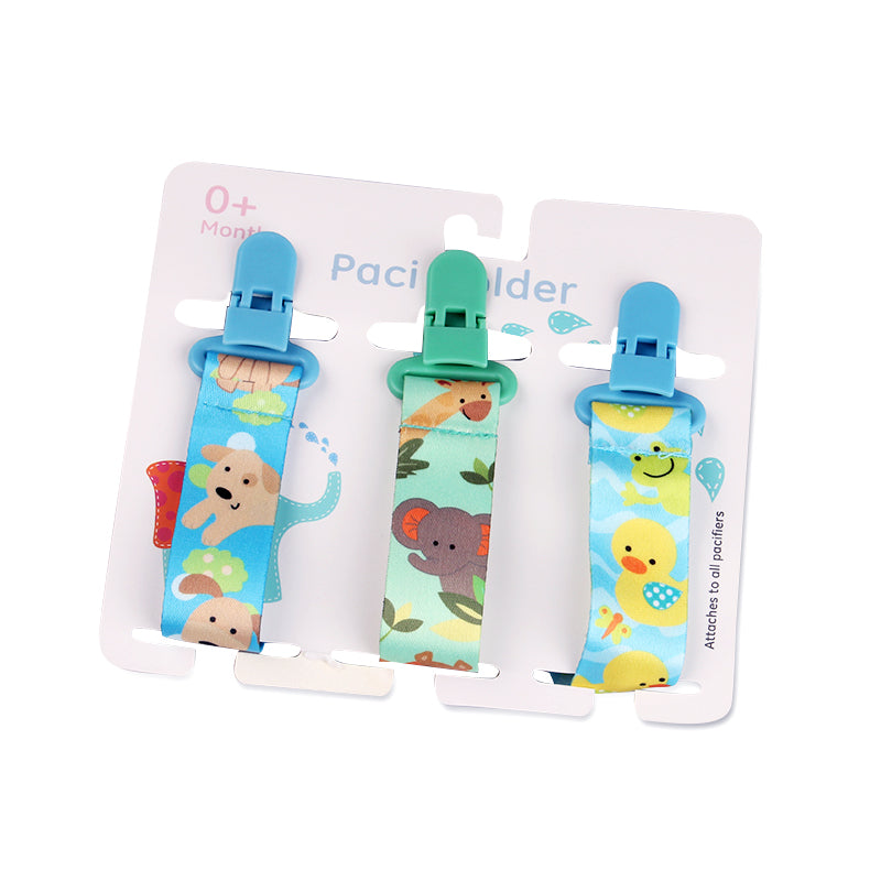 Pacifier clips with cartoon motifs - 3-pack