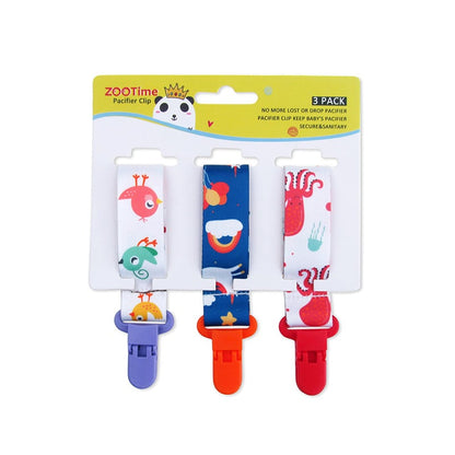 Pacifier clips with cartoon motifs - 3-pack