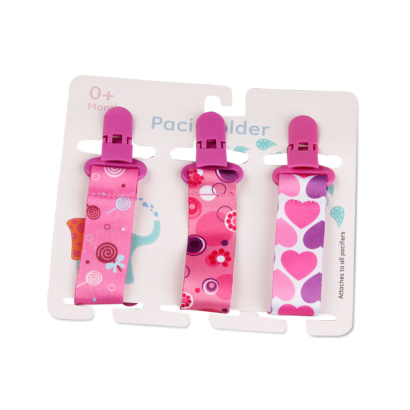 Pacifier clips with cartoon motifs - 3-pack