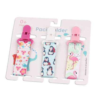 Pacifier clips with cartoon motifs - 3-pack