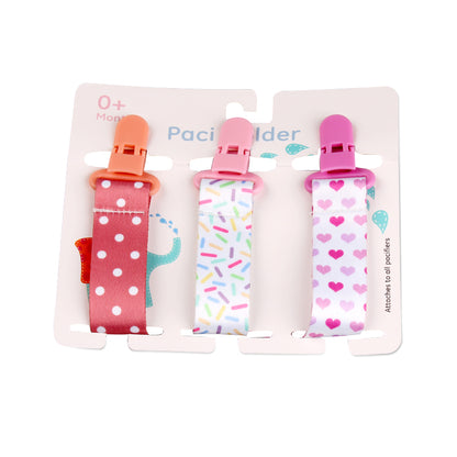 Pacifier clips with cartoon motifs - 3-pack