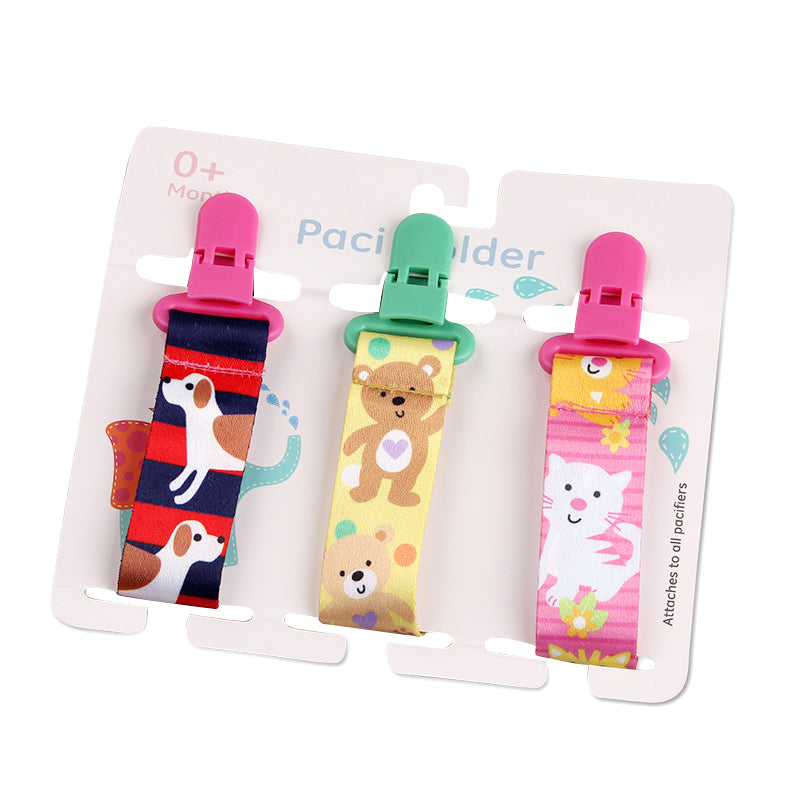 Pacifier clips with cartoon motifs - 3-pack