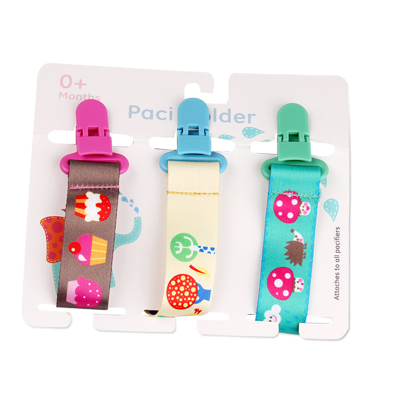 Pacifier clips with cartoon motifs - 3-pack