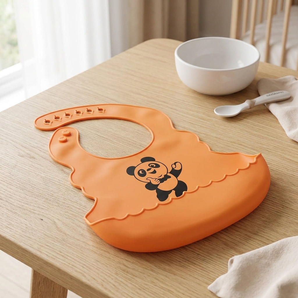 Lebensmittelechte Silikon-Lätzchen für Babys mit Speicheltasche