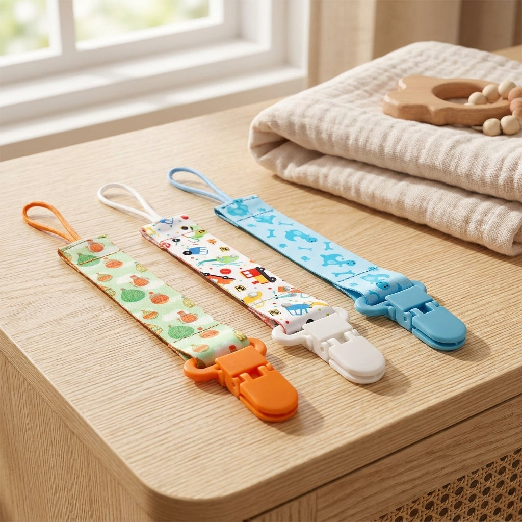 Pacifier clips with cartoon motifs - 3-pack