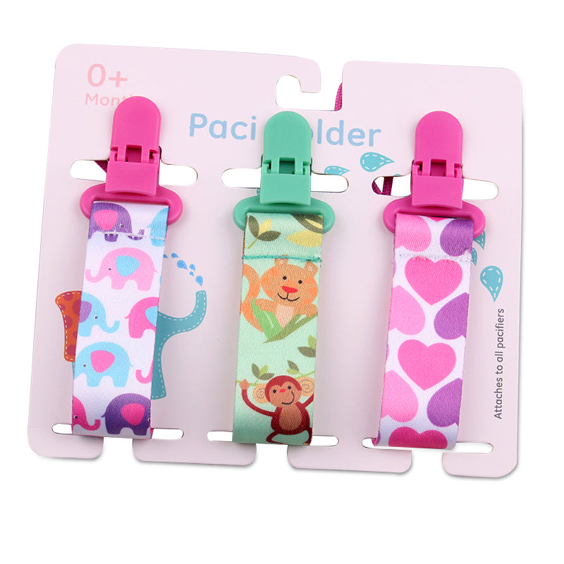 Pacifier clips with cartoon motifs - 3-pack