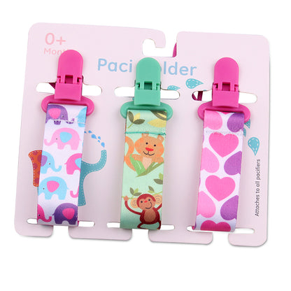 Pacifier clips with cartoon motifs - 3-pack
