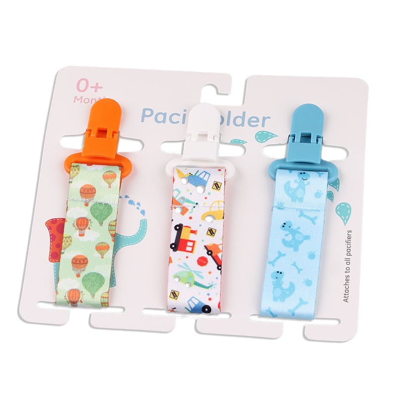 Pacifier clips with cartoon motifs - 3-pack