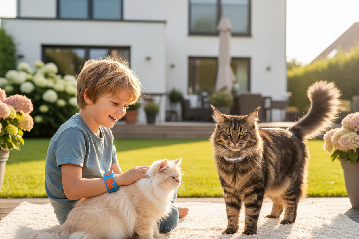 Hero Banner mit Junge und Katzen