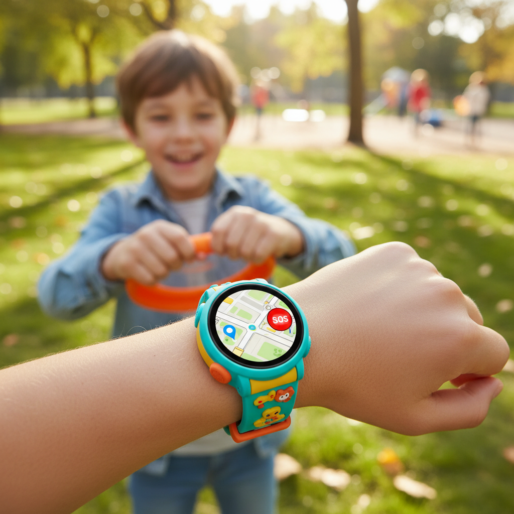 Kind spielt mit Smartwatch