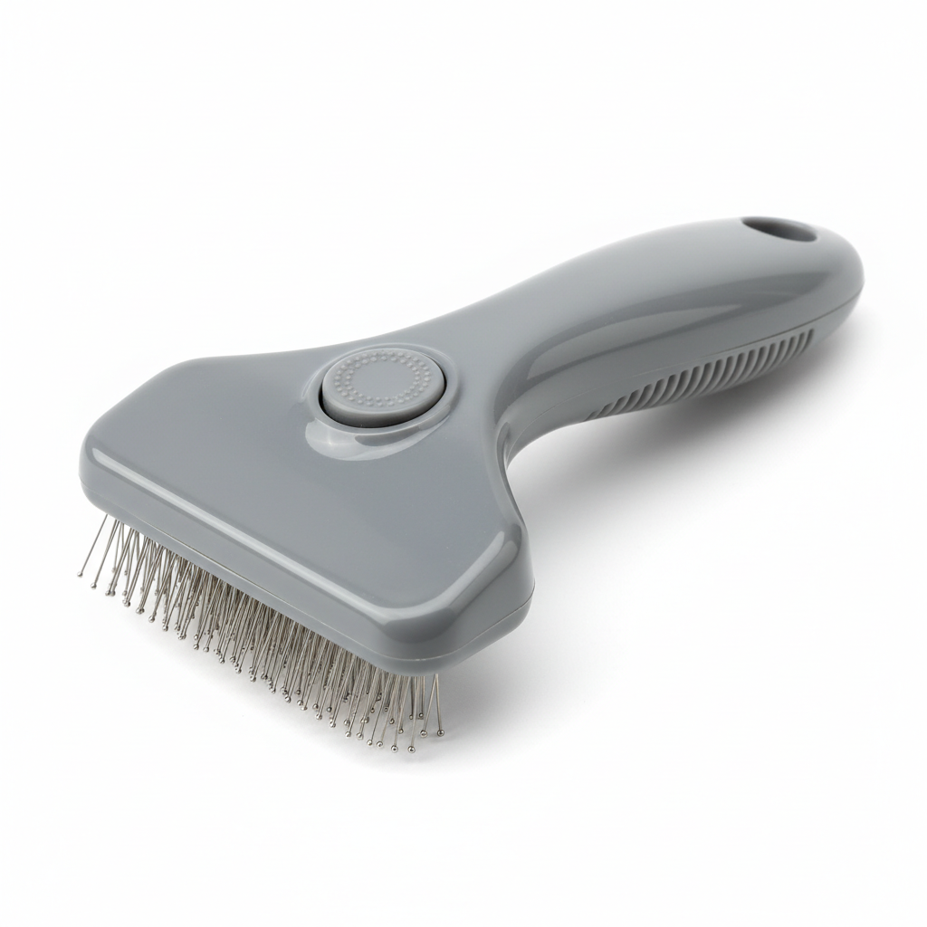 Selbstreinigende Katzenbürste grau