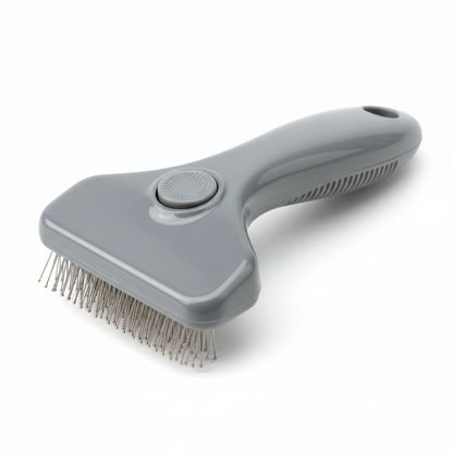 Selbstreinigende Katzenbürste grau