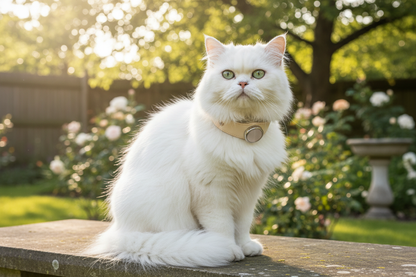 Weisse Perserkatze mit GPS-Tracker